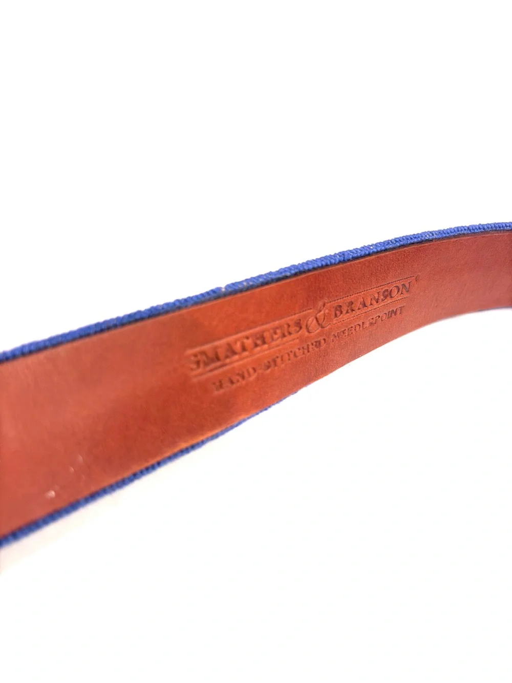 Smathers & Branson SMU Needlepoint Men's Belt 34 NEW Hand stitched